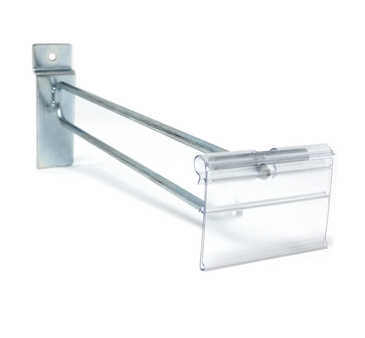 8" Zinc Slatwall Flip Up Scanner Hooks with Label Holders - 50 Pack