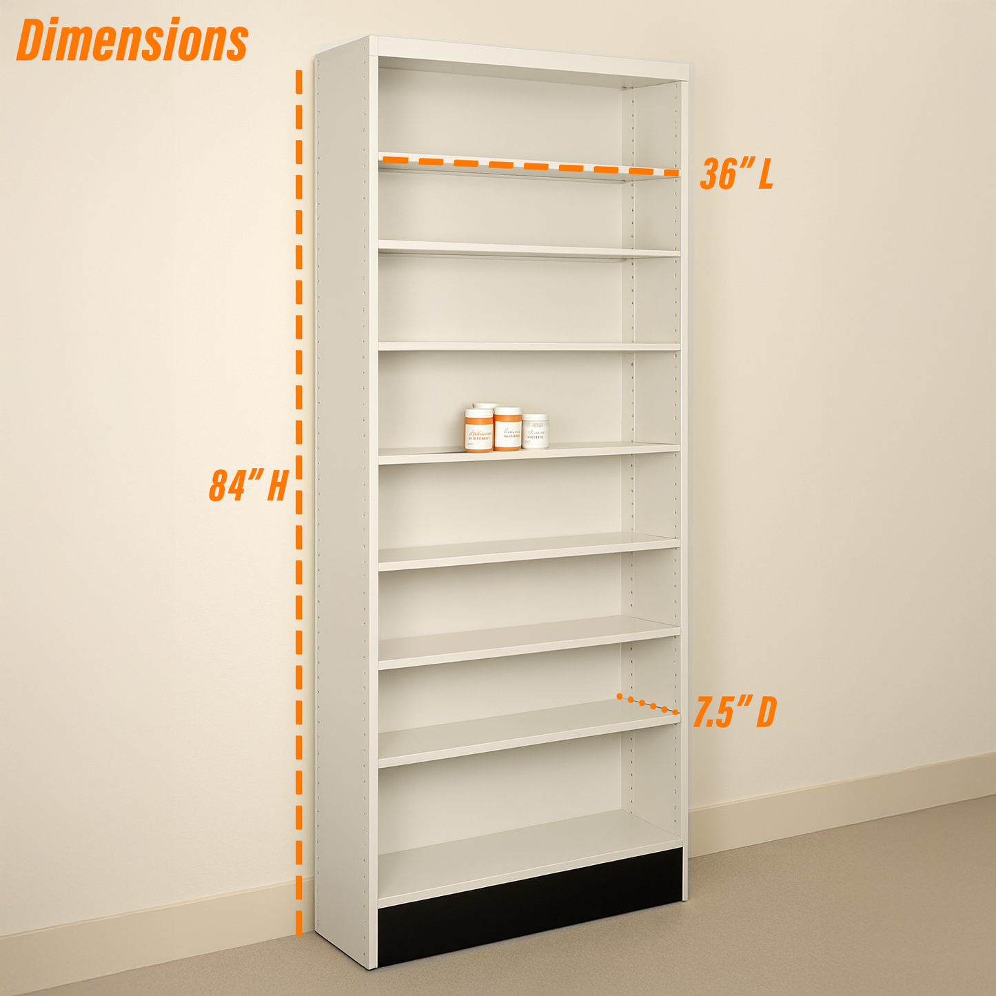 Single Rx Metal Shelving Pharmacy Bay Unit - 36" L