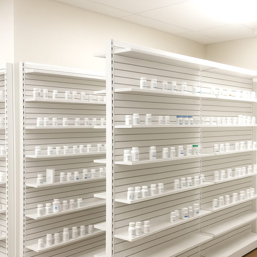 Rx Metal Slatwall Shelving