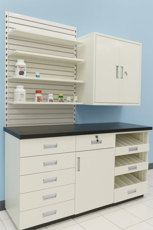 Wall Mount RX Pharmacy Metal Slatwall Mount Kit - 32"L or 48"L