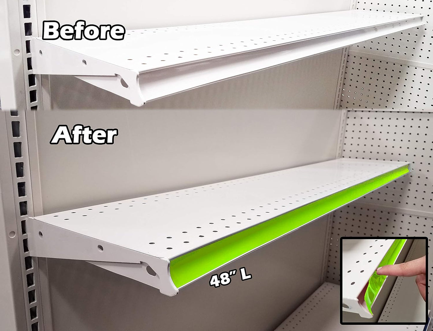 Gondola Shelving Pre Cut Vinyl Insert Strips - 48" L - 100 Pack