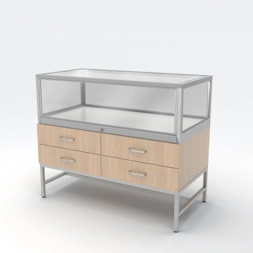 Deluxe Half Vision Glass Pharmacy Showcase with Storage Drawers