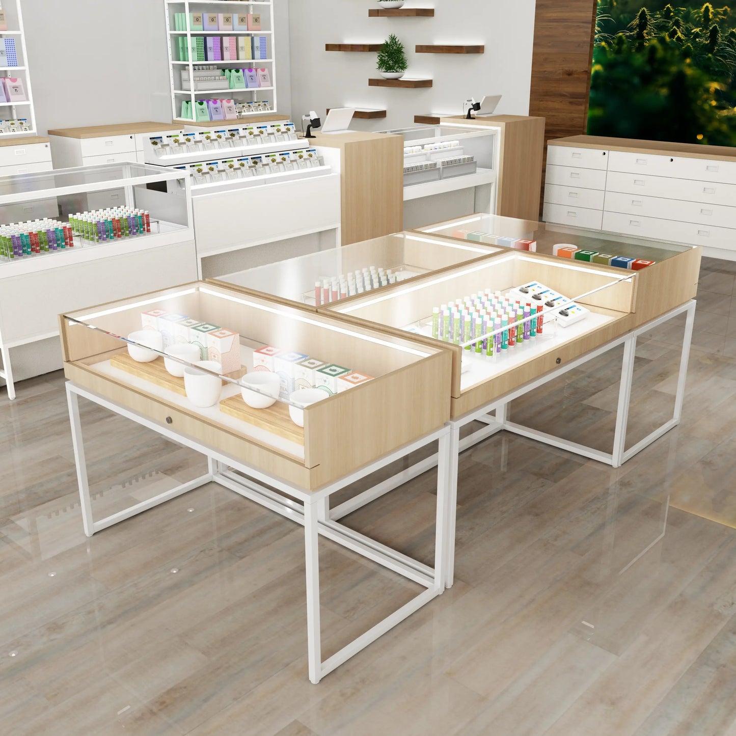 Deluxe Retail Glass Pharmacy Showcase