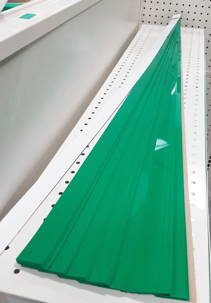 Gondola Shelving Pre Cut Vinyl Insert Strips - 48" L - 100 Pack
