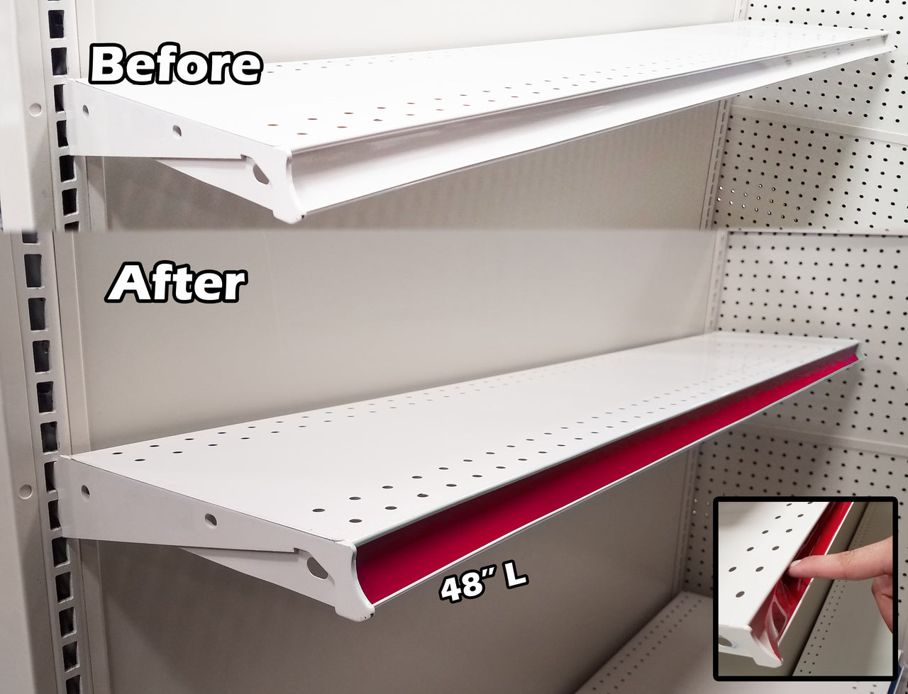 Gondola Shelving Pre Cut Vinyl Insert Strips - 48" L - 100 Pack