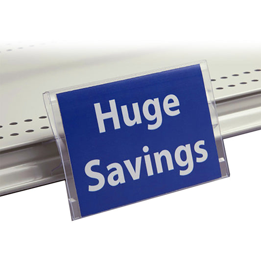 Hinged Flip Up Sign Holder with Card Protector for Gondola Shelf Ticket C Channel