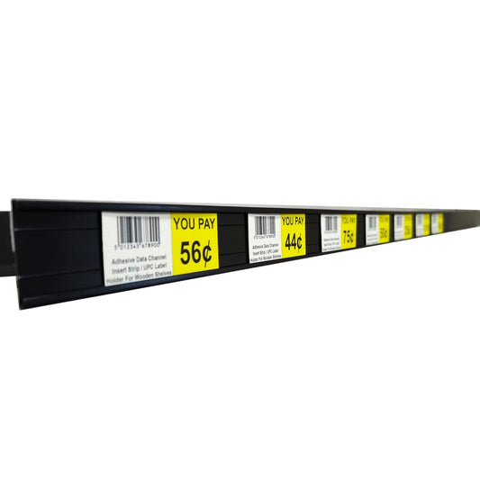 C Channel Shelf Molding 48" L Self Adhesive UPC Label Holder Black