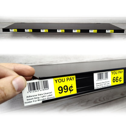 C Channel Shelf Molding 48" L Self Adhesive UPC Label Holder Black