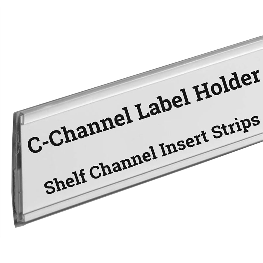 Stick on C Channel Insert Strip, 48" L Adhesive Shelf UPC Label Holder Clear