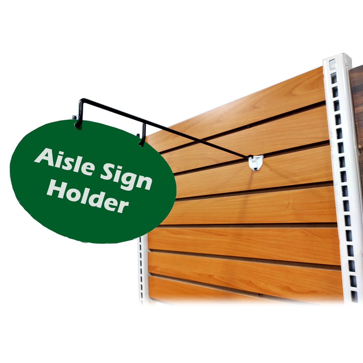 Slatwall Aisle Sign Holders, Straight Arm for Pegboard & Gondola