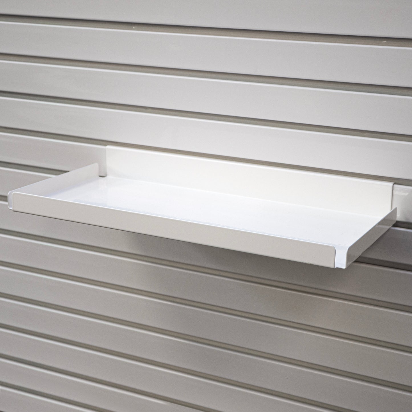 Rx Metal Slatwall Pharmacy Shelf with .5" H Lip, 15.5" L x 7.5" D, Off-White