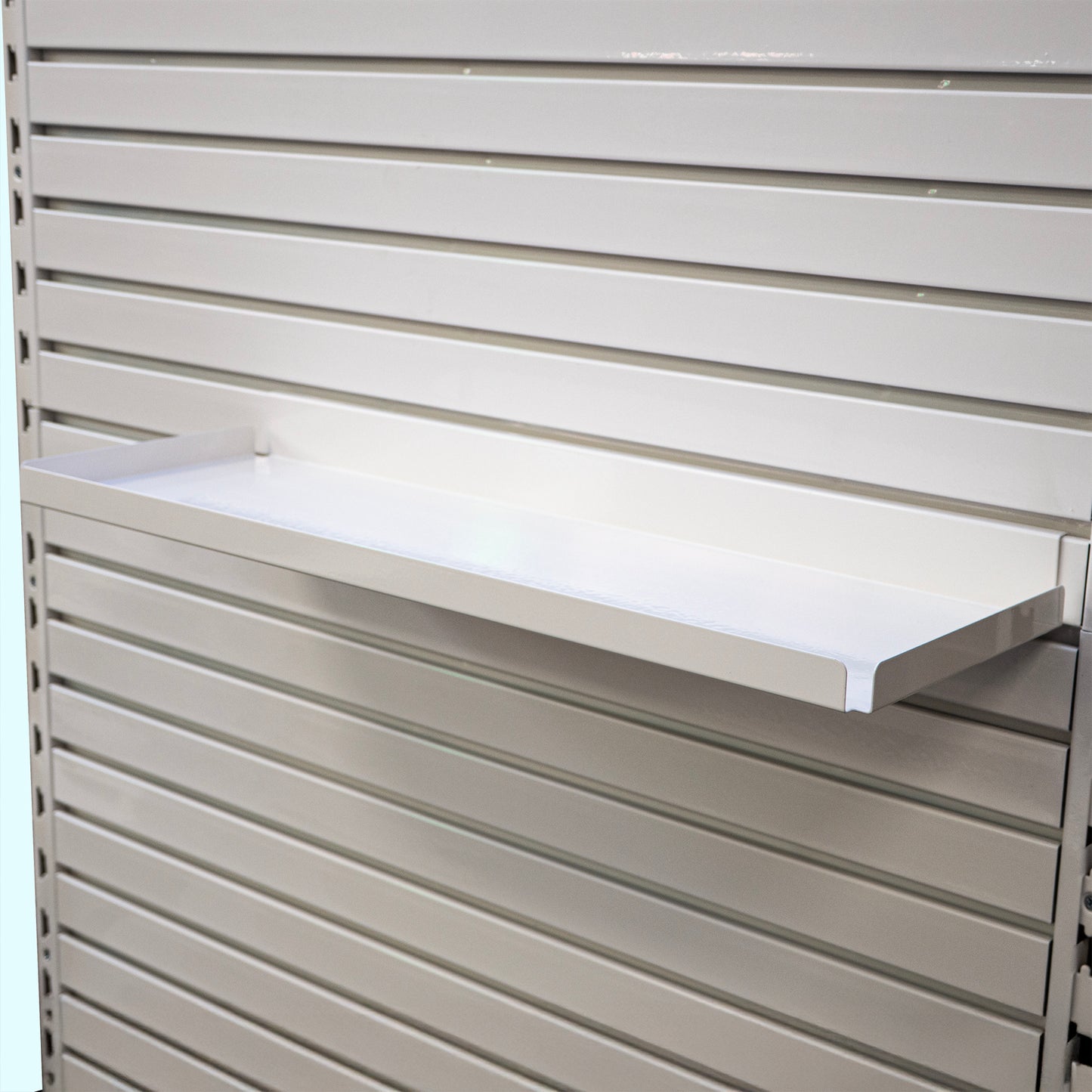 Rx Metal Slatwall Pharmacy Shelf with .5" H Lip, 21.75" L x 7.5" D, Off-White