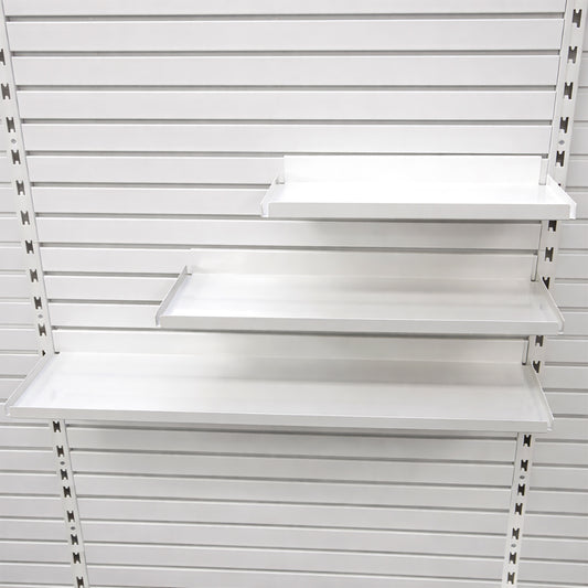 Rx Metal Slatwall Pharmacy Shelf with .5" H Lip, 15.5" L x 7.5" D, Off-White