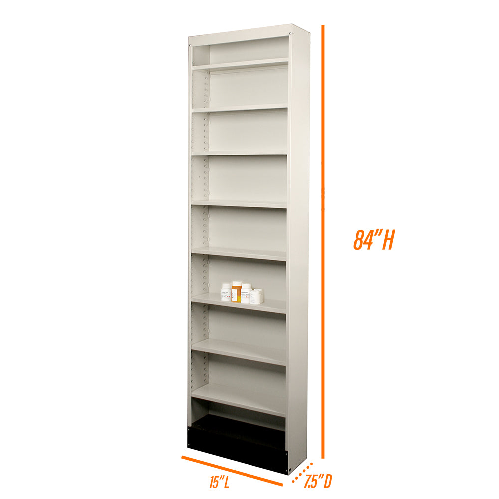 Rx Metal Shelving Pharmacy Bay End Unit - 15" L