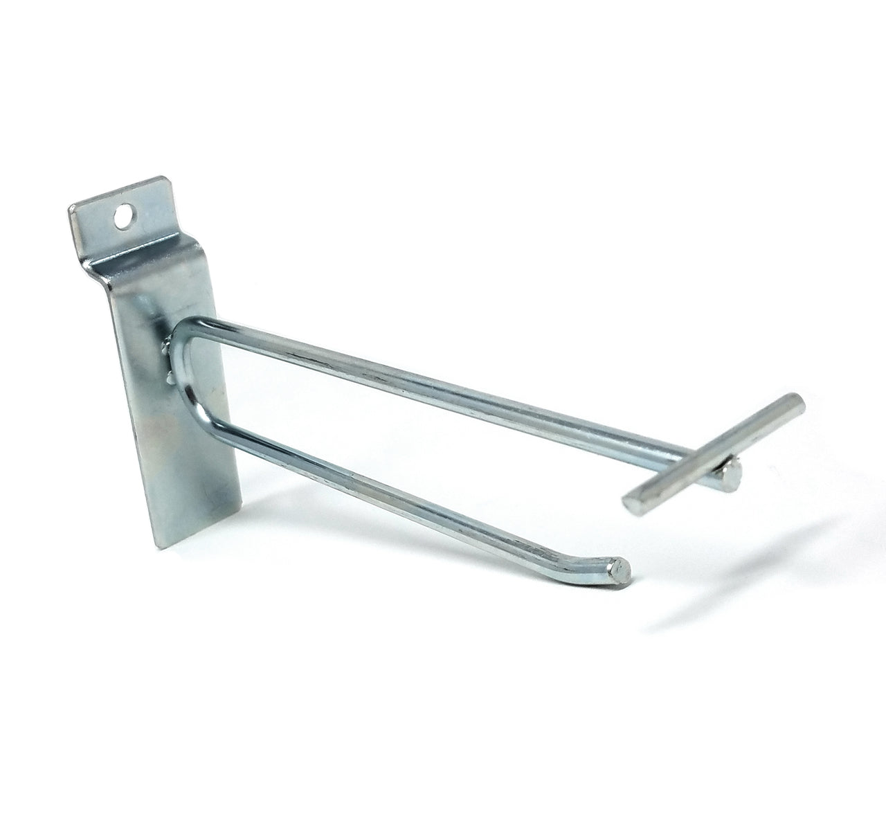 6" Zinc Slatwall Flip Up Scanner Hooks with Label Holders - 50 Pack
