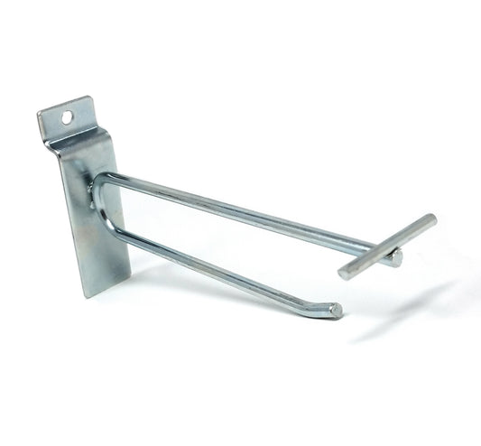6" Zinc Slatwall Flip Up Scanner Hooks with Label Holders - 50 Pack