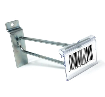 6" Zinc Slatwall Flip Up Scanner Hooks with Label Holders - 50 Pack