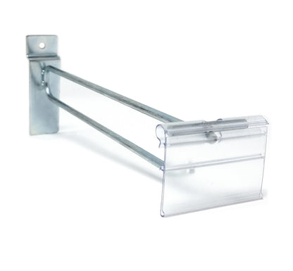 8" Zinc Slatwall Flip Up Scanner Hooks with Label Holders - 50 Pack