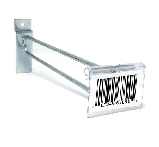 8" Zinc Slatwall Flip Up Scanner Hooks with Label Holders - 50 Pack