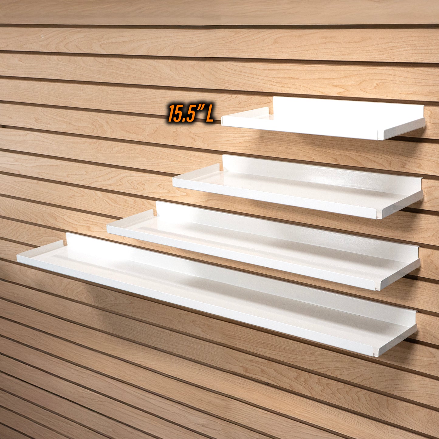 Rx Metal Slatwall Pharmacy Shelf with .5" H Lip, 15.5" L x 7.5" D, Off-White
