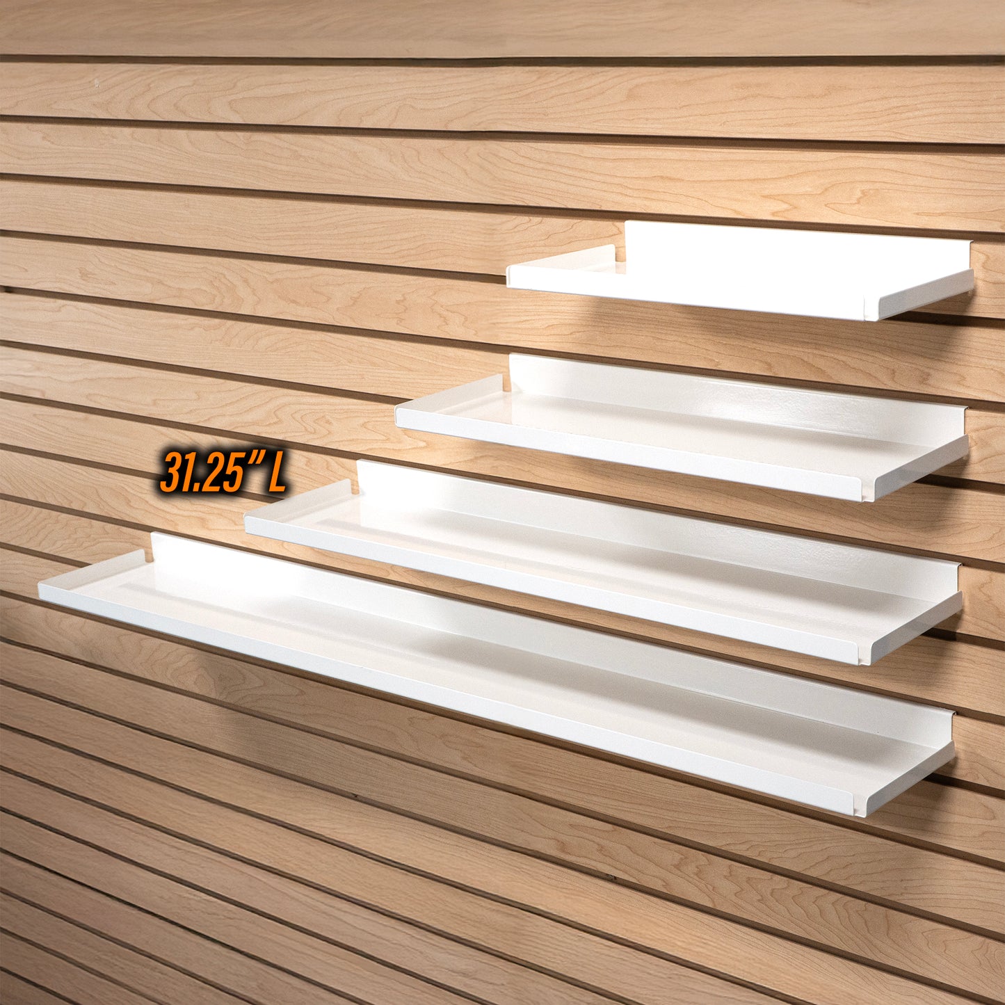 Rx Metal Slatwall Pharmacy Shelf with .5" H Lip, 31.25" L x 7.5" D, Off-White