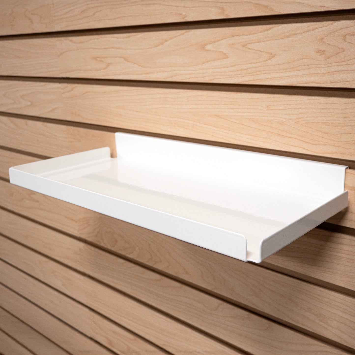 Rx Metal Slatwall Pharmacy Shelf with .5" H Lip, 15.5" L x 7.5" D, Off-White