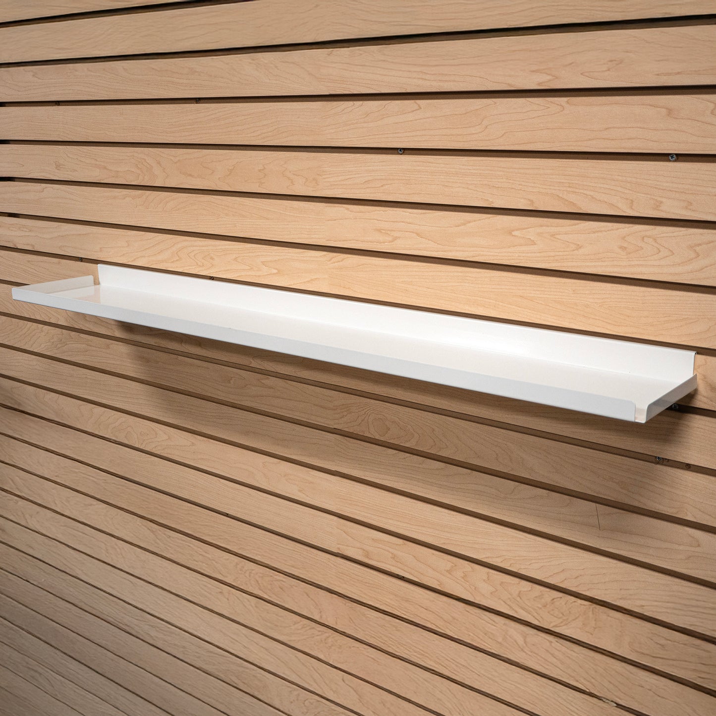 Rx Metal Slatwall Pharmacy Shelf with .5" H Lip, 46.5" L x 7.5" D, Off-White