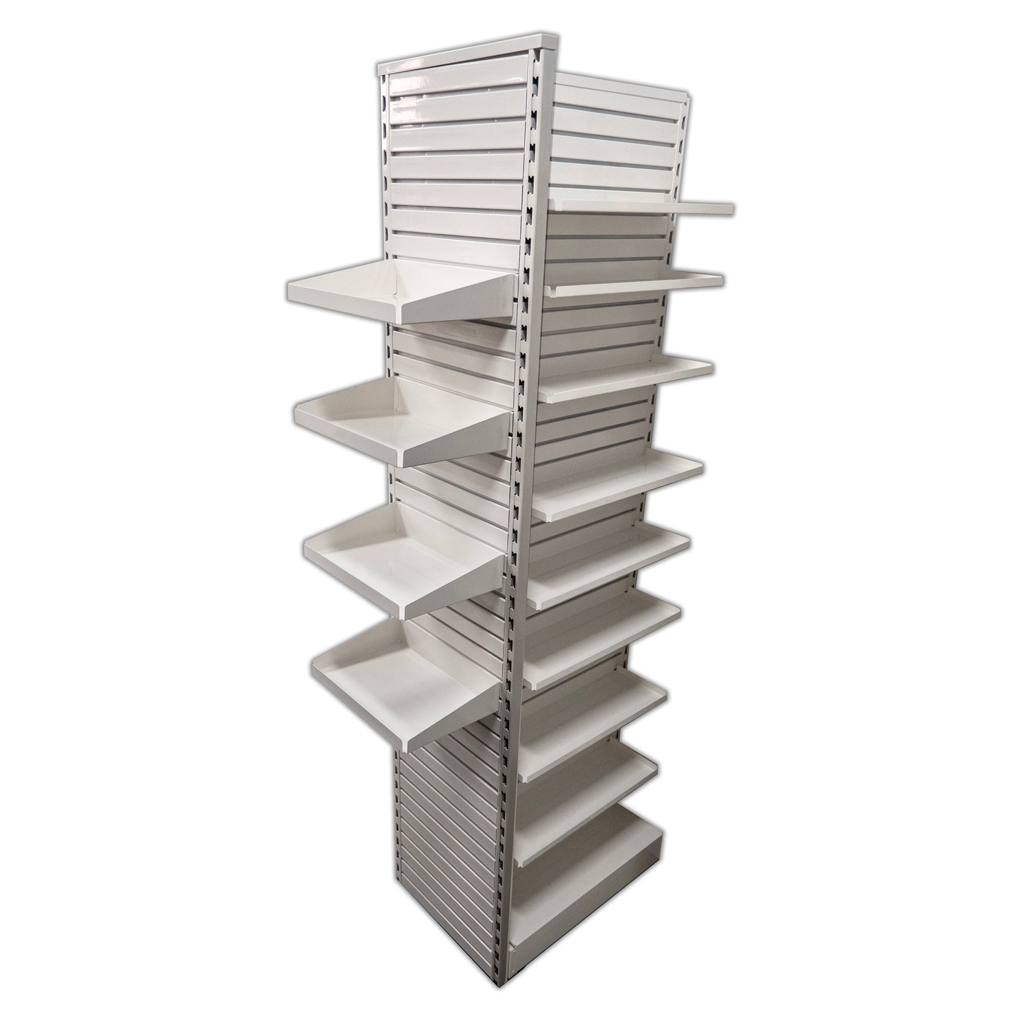 Rx Metal Slatwall Pharmacy Shelf with 1.25" H Front Lip, 15" L x 10" D, Off-White