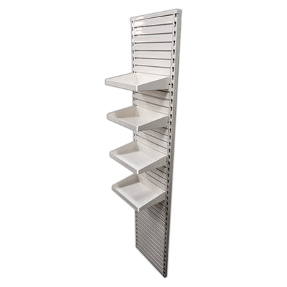 Rx Metal Slatwall Pharmacy Shelf with 1.25" H Front Lip, 15" L x 10" D, Off-White