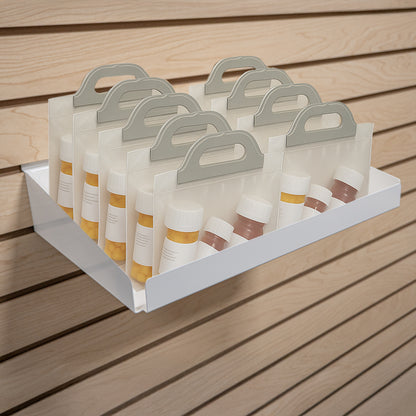 Rx Metal Slatwall Pharmacy Shelf with 1.25" H Front Lip, 15" L x 10" D, Off-White