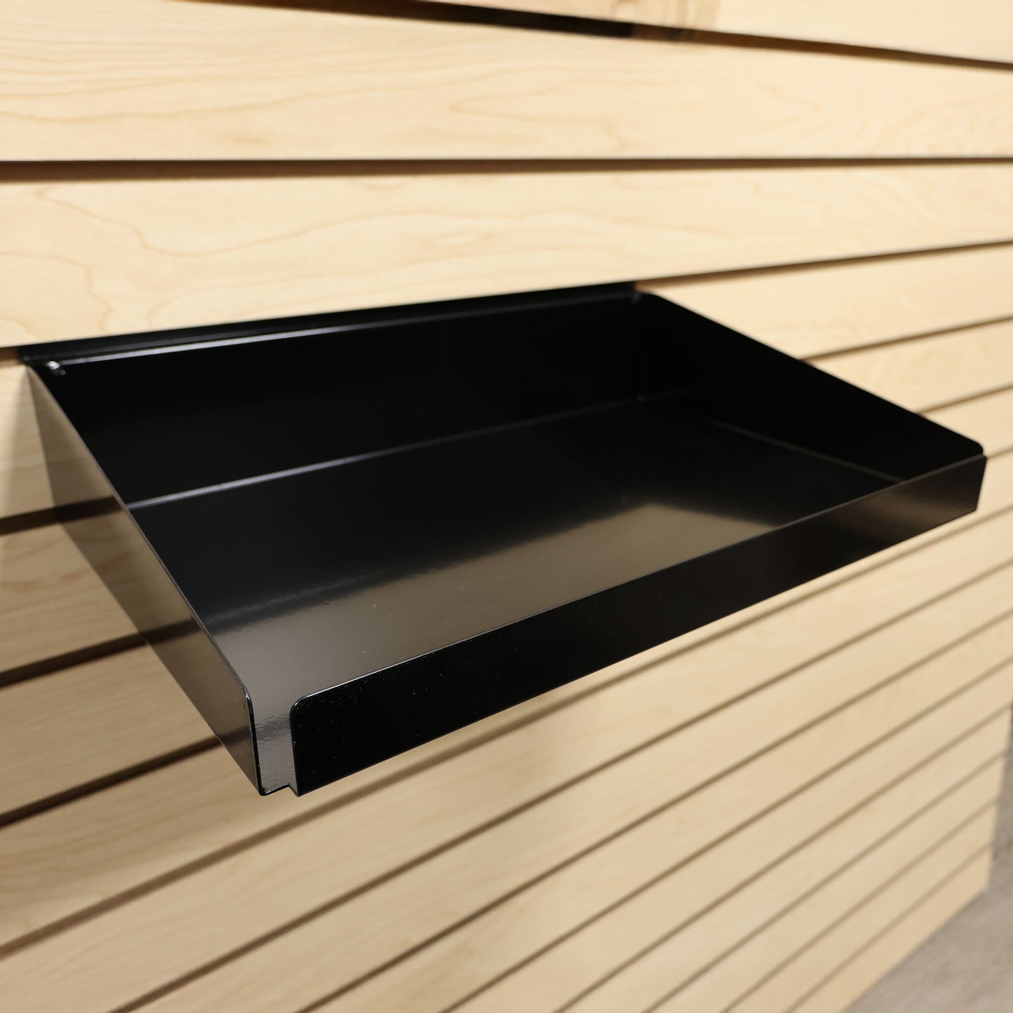Rx Metal Slatwall Pharmacy Shelf with 1.25" H Front Lip, 15" L x 10" D, Black