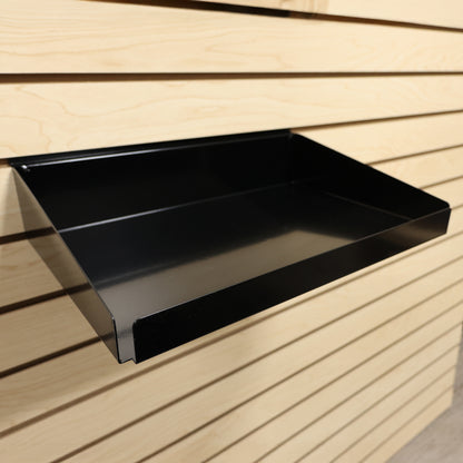 Rx Metal Slatwall Pharmacy Shelf with 1.25" H Front Lip, 15" L x 10" D, Black