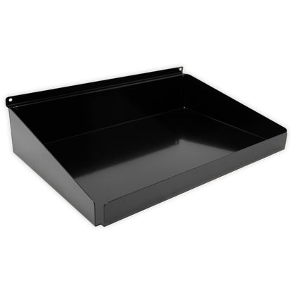 Rx Metal Slatwall Pharmacy Shelf with 1.25" H Front Lip, 15" L x 10" D, Black