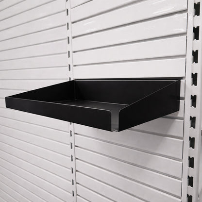 Rx Metal Slatwall Pharmacy Shelf with 1.25" H Front Lip, 15" L x 10" D, Black
