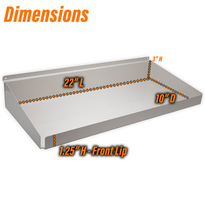 Rx Metal Slatwall Pharmacy Shelf with 1.25" H Front Lip, 22" L x 10" D, Off-White