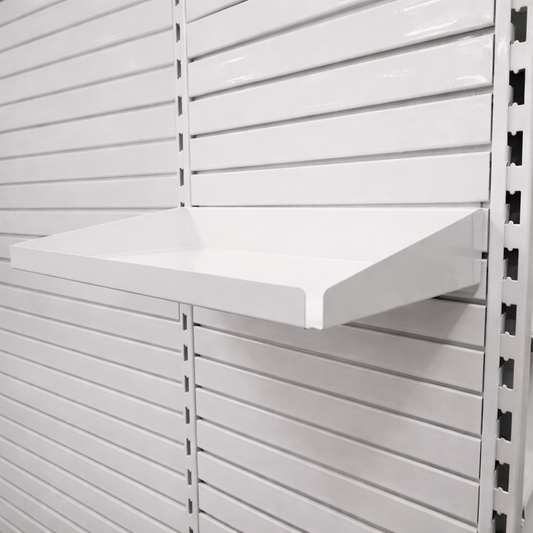 Rx Metal Slatwall Pharmacy Shelf with 1.25" H Front Lip, 22" L x 10" D, Off-White