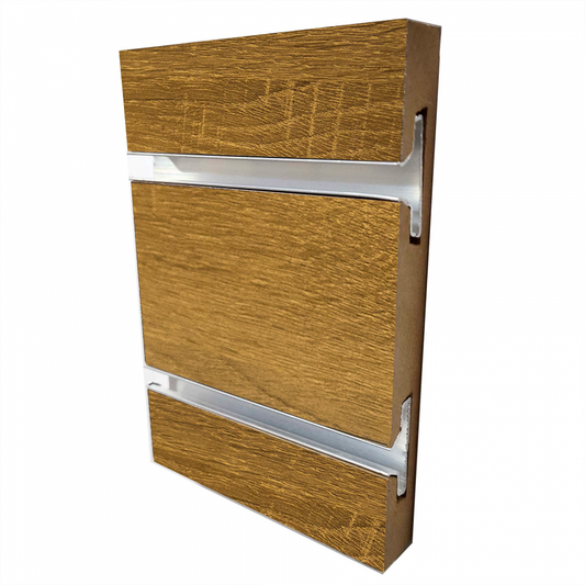 Slatwall Earthwood 4x8 LPM With Silver Metal Inserts