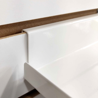 Rx Metal Slatwall Pharmacy Shelf with .5" H Lip, 15.5" L x 7.5" D, Off-White