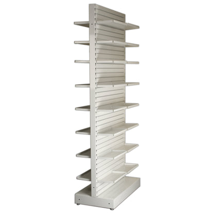 Pharmacy Rx Metal Slatwall Double Sided Unit with 8 Levels of Adjustable Shelves - 24" L x 84" H
