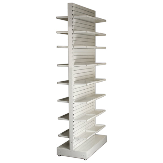 Pharmacy Rx Metal Slatwall Double Sided Unit with 8 Levels of Adjustable Shelves - 24" L x 84" H