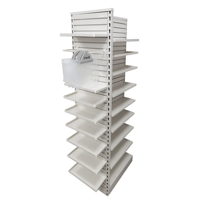 Pharmacy Rx Metal Slatwall End Frame Unit with 8 Levels of Adjustable Shelves - 18" L x 84" H