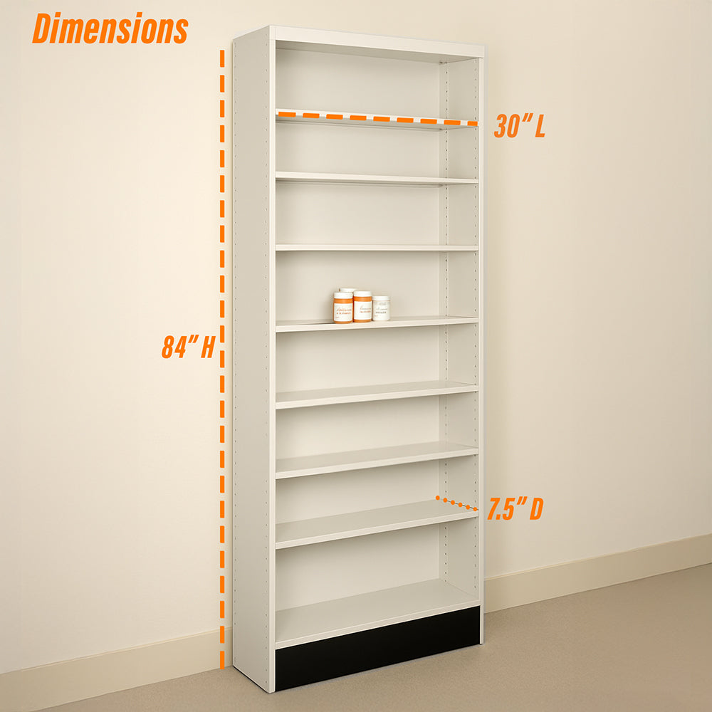 Single Rx Metal Shelving Pharmacy Bay Unit - 30" L
