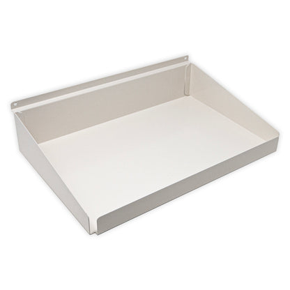 Rx Metal Slatwall Pharmacy Shelf with 1.25" H Front Lip, 15" L x 10" D, Off-White