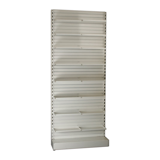 Pharmacy Rx Metal Slatwall Wall Unit with 8 Levels of Adjustable Shelves - 48" L x 84" H